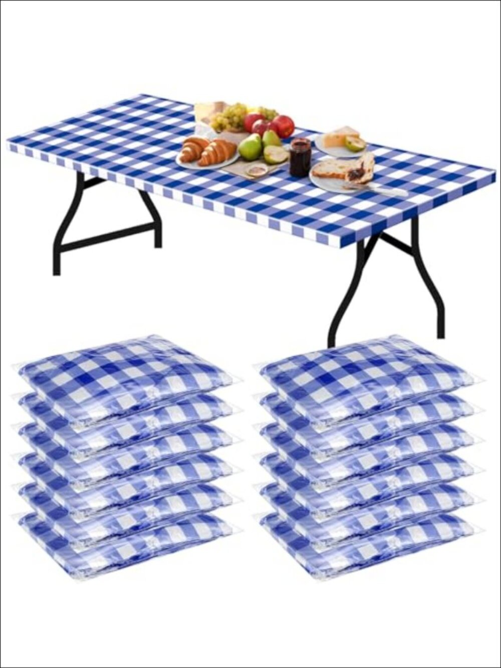 Plastic Elastic Picnic Table Cover 72 x 30 Inch Fitted Tablecloth